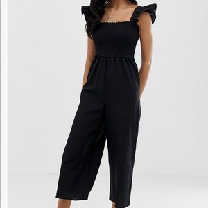 ASOS Design Shirred grill sleeve jumpsuit Black